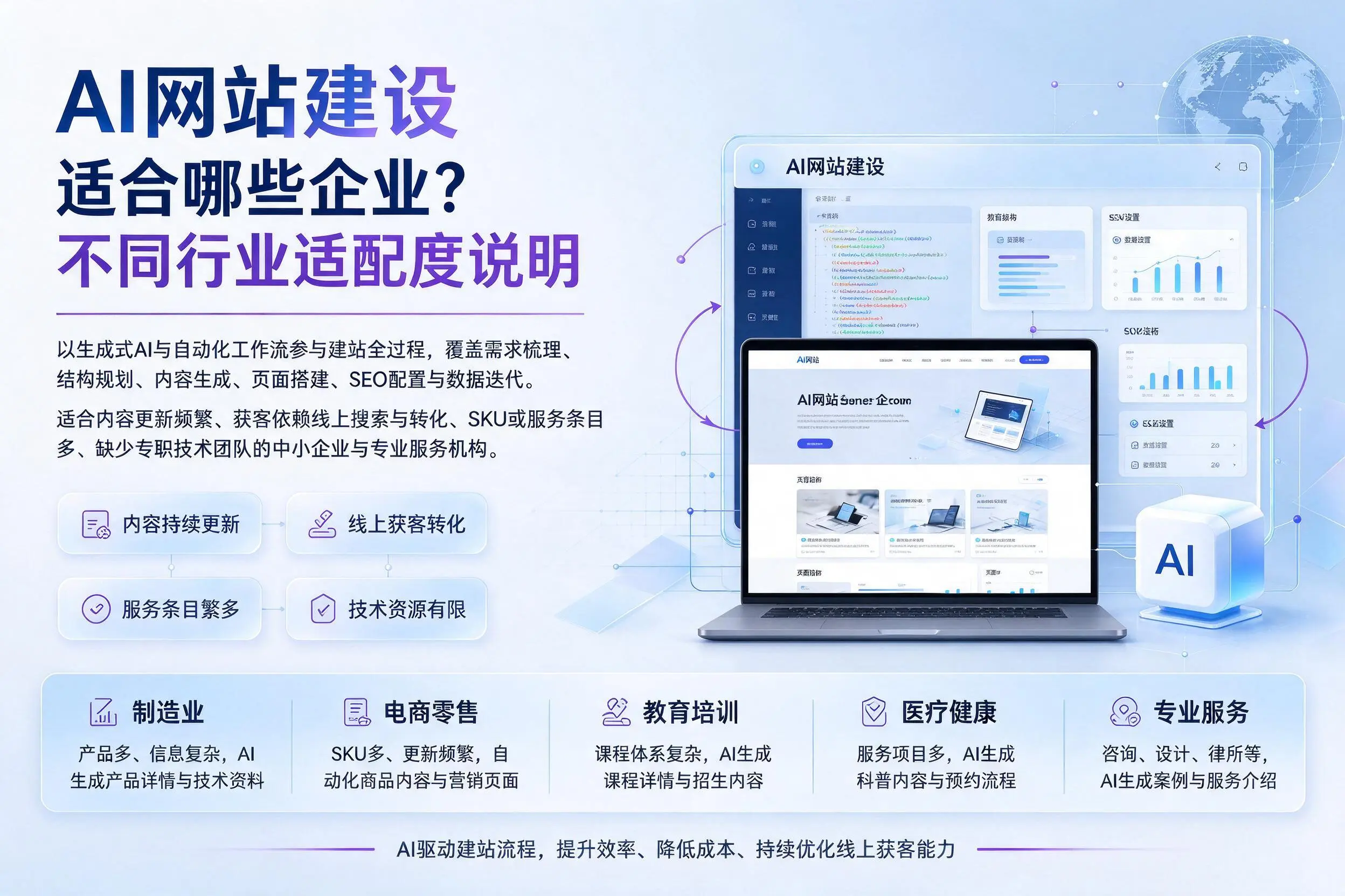 AI网站建设适合哪些企业?毕节不同行业适配度说明